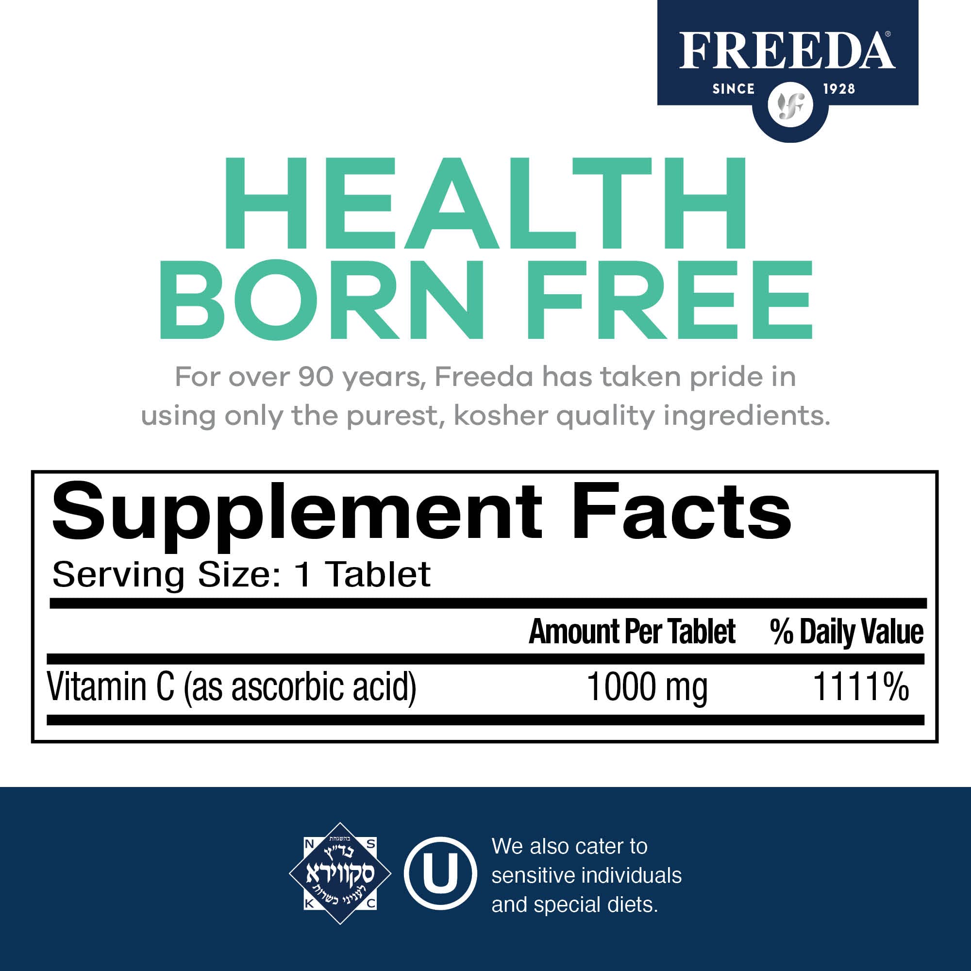 FREEDA Timed Release Vitamin C 1000mg – Slow-Release for All-Day Immune & Antioxidant Support, Gentle on Stomach, Kosher & Vegan, High-Absorption Tablets (100 Tablets) - Image 3