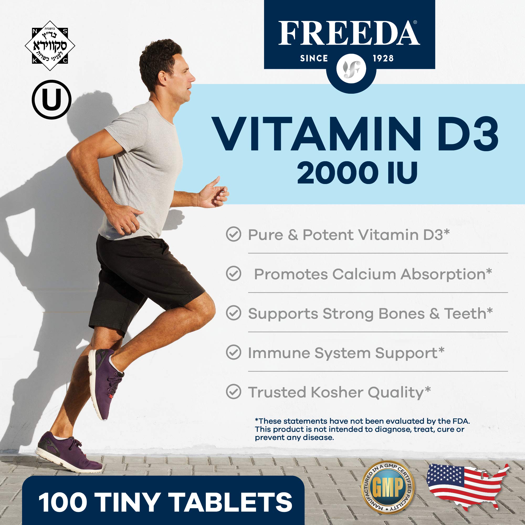 FREEDA Vitamin D3-2000 IU – High-Potency Vitamin D for Bone Strength & Immune Support – Easy-to-Swallow Tablets – 100 Tiny Tablets - Image 5